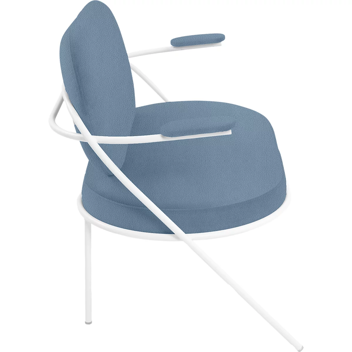 Fauteuil Saturne Meet by Paperflow - 2 zits - met armleuninigen - B 1180 x D 730 x H 880 mm - stalen buis wit - kunstleer blauw - set van 2