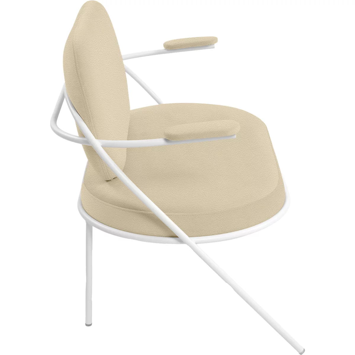 Fauteuil Saturne Meet by Paperflow - 2 zits - met armleuninigen - B 1180 x D 730 x H 880 mm - stalen buis wit - kunstleer ivoor - set van 2