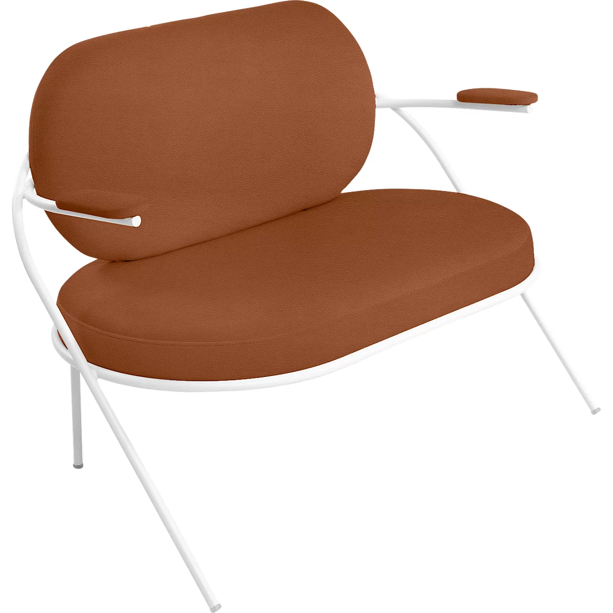 Fauteuil Saturne Meet by Paperflow - 2 zits - met armleuninigen - B 1180 x D 730 x H 880 mm - stalen buis wit - kunstleer roest - set van 2