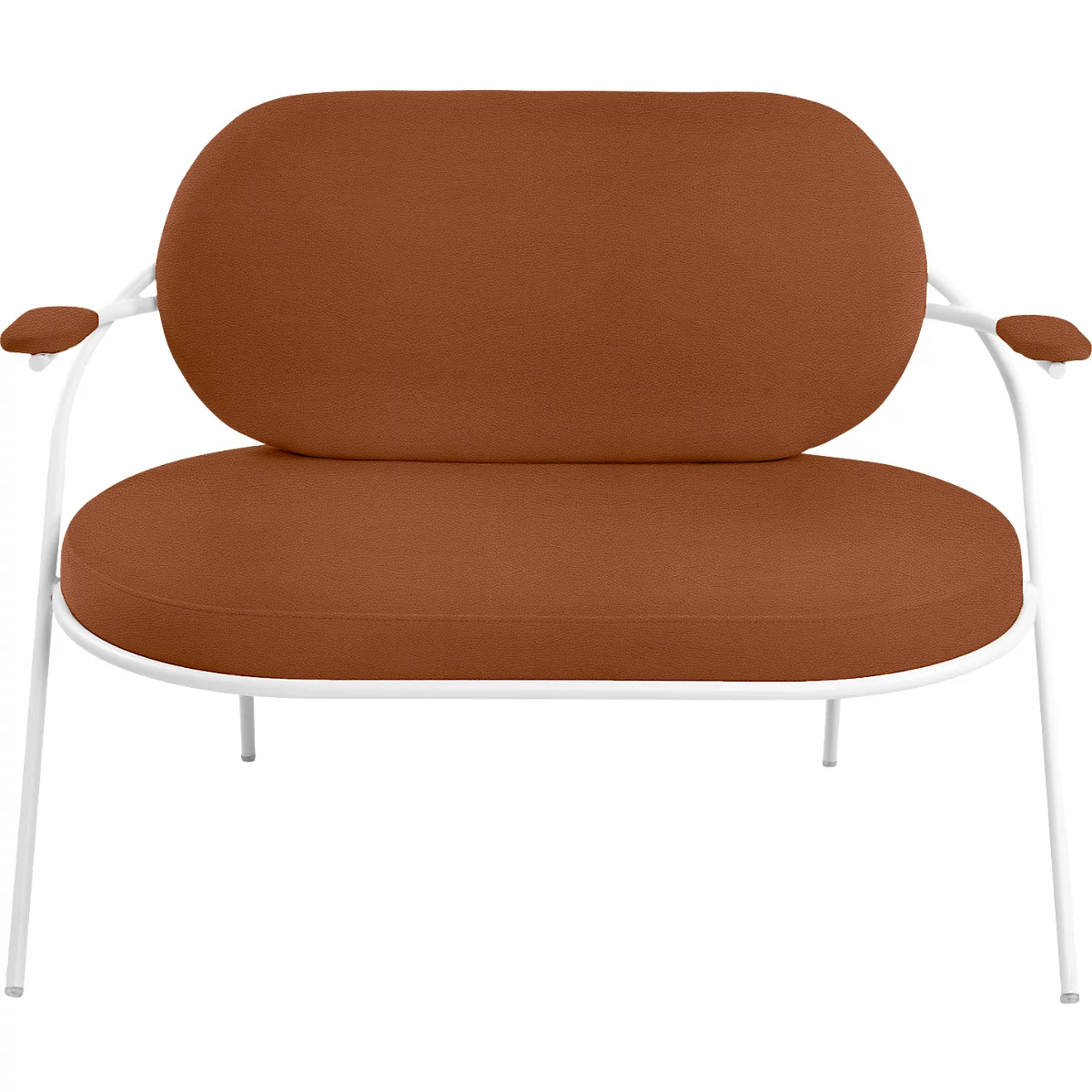Fauteuil Saturne Meet by Paperflow - 2 zits - met armleuninigen - B 1180 x D 730 x H 880 mm - stalen buis wit - kunstleer roest - set van 2