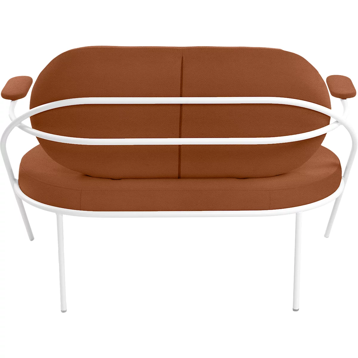 Fauteuil Saturne Meet by Paperflow - 2 zits - met armleuninigen - B 1180 x D 730 x H 880 mm - stalen buis wit - kunstleer roest - set van 2