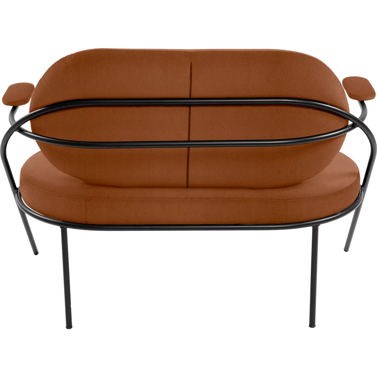 Fauteuil Saturne Meet by Paperflow - 2 zits - met armleuninigen - B 1180 x D 730 x H 880 mm - stalen buis zwart - kunstleer roest - set van 2