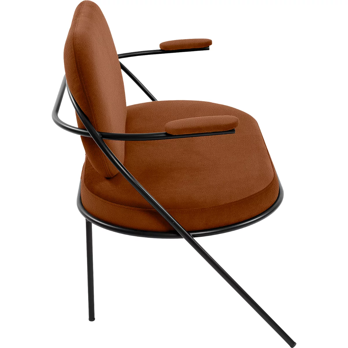 Fauteuil Saturne Meet by Paperflow - 2 zits - met armleuninigen - B 1180 x D 730 x H 880 mm - stalen buis zwart - kunstleer roest - set van 2
