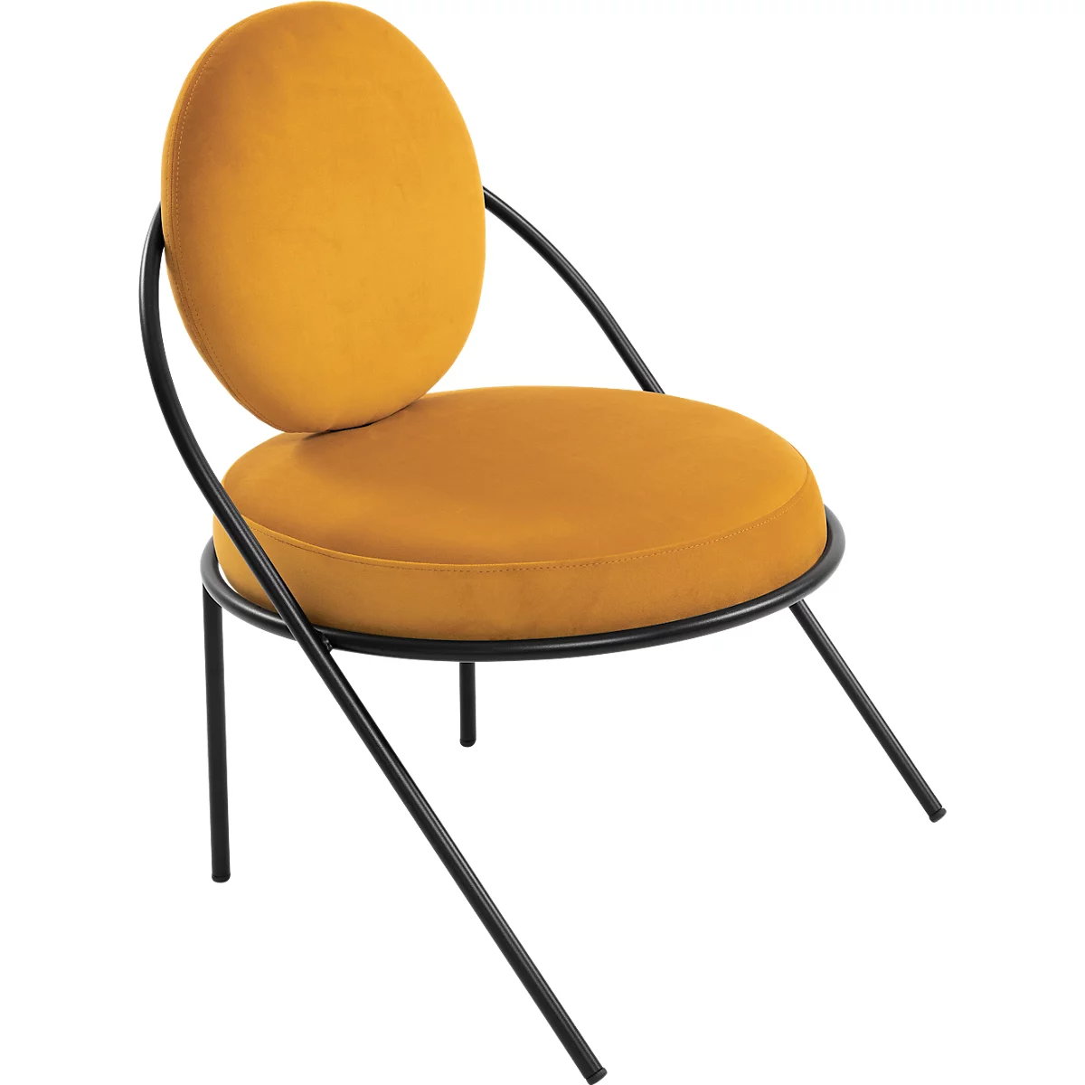 Fauteuil Saturne Meet by Paperflow - L 700 x P 730 x H 880 mm - tube d'acier noir - velours - safran
