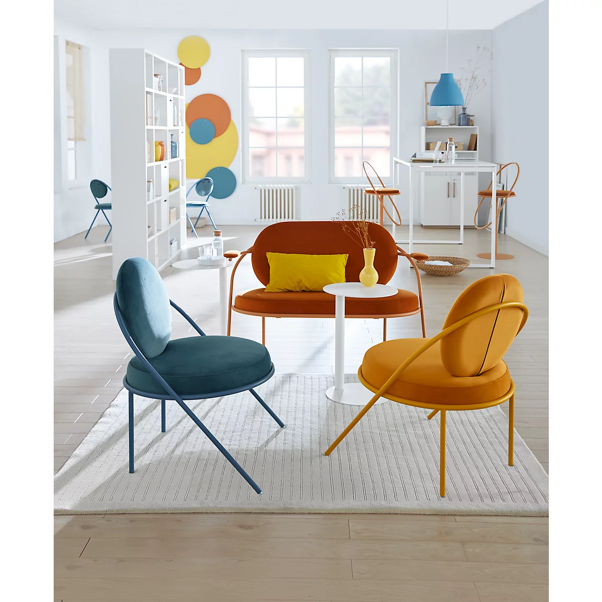 Fauteuil Saturne Meet by Paperflow - L 700 x P 730 x H 880 mm - tube d'acier - velours, div. couleurs
