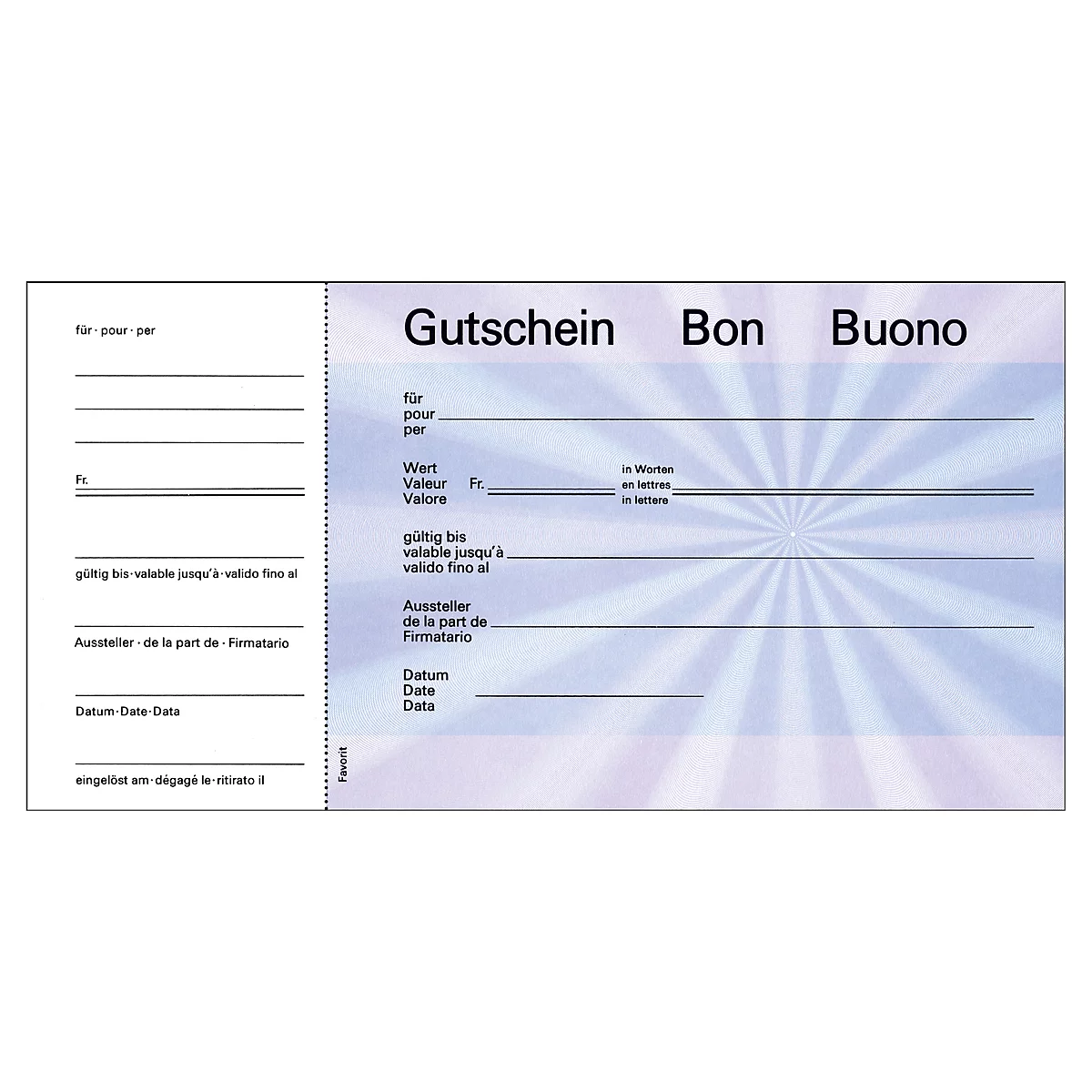 Favorit Gutscheine mit Talon, 25 Blatt