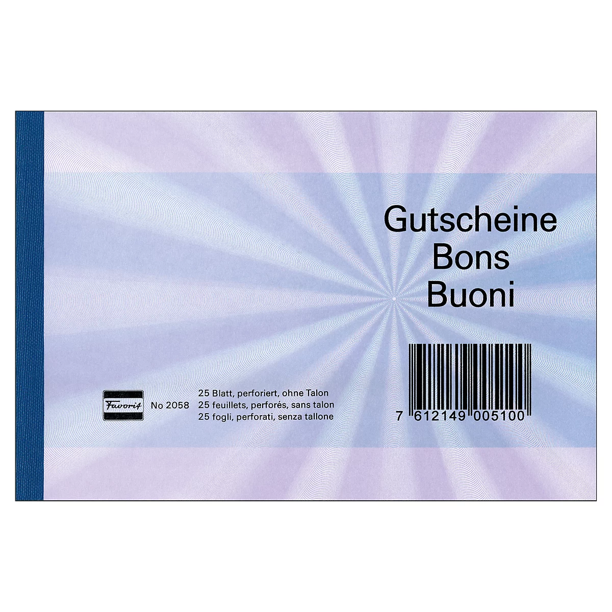Favorit Gutscheine ohne Talon, 5 Stück à 25 Blatt