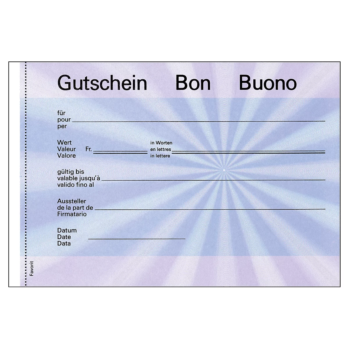 Favorit Gutscheine ohne Talon, 5 Stück à 25 Blatt