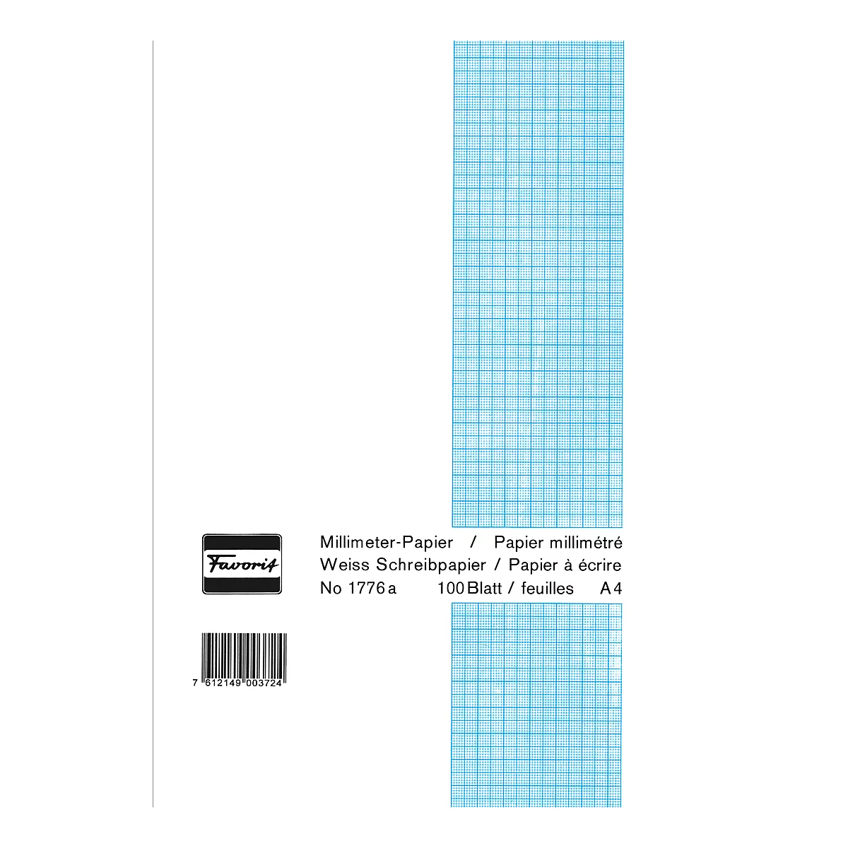 Favorit Millimeterpapierblock, A4, 100 Blatt