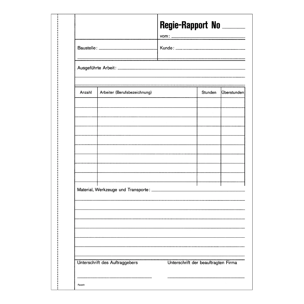 Favorit Regie-Rapport ohne Kohlepapier, 50 x 3 Blatt