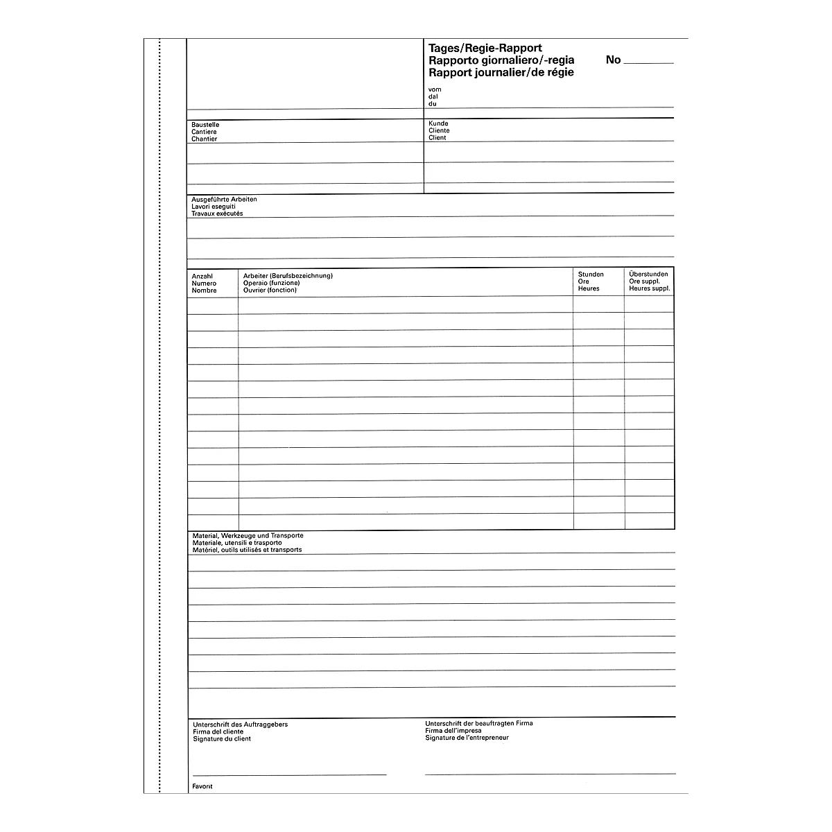 Favorit Tages-/Regie-Rapporte, 50 x 2 Blatt, A4