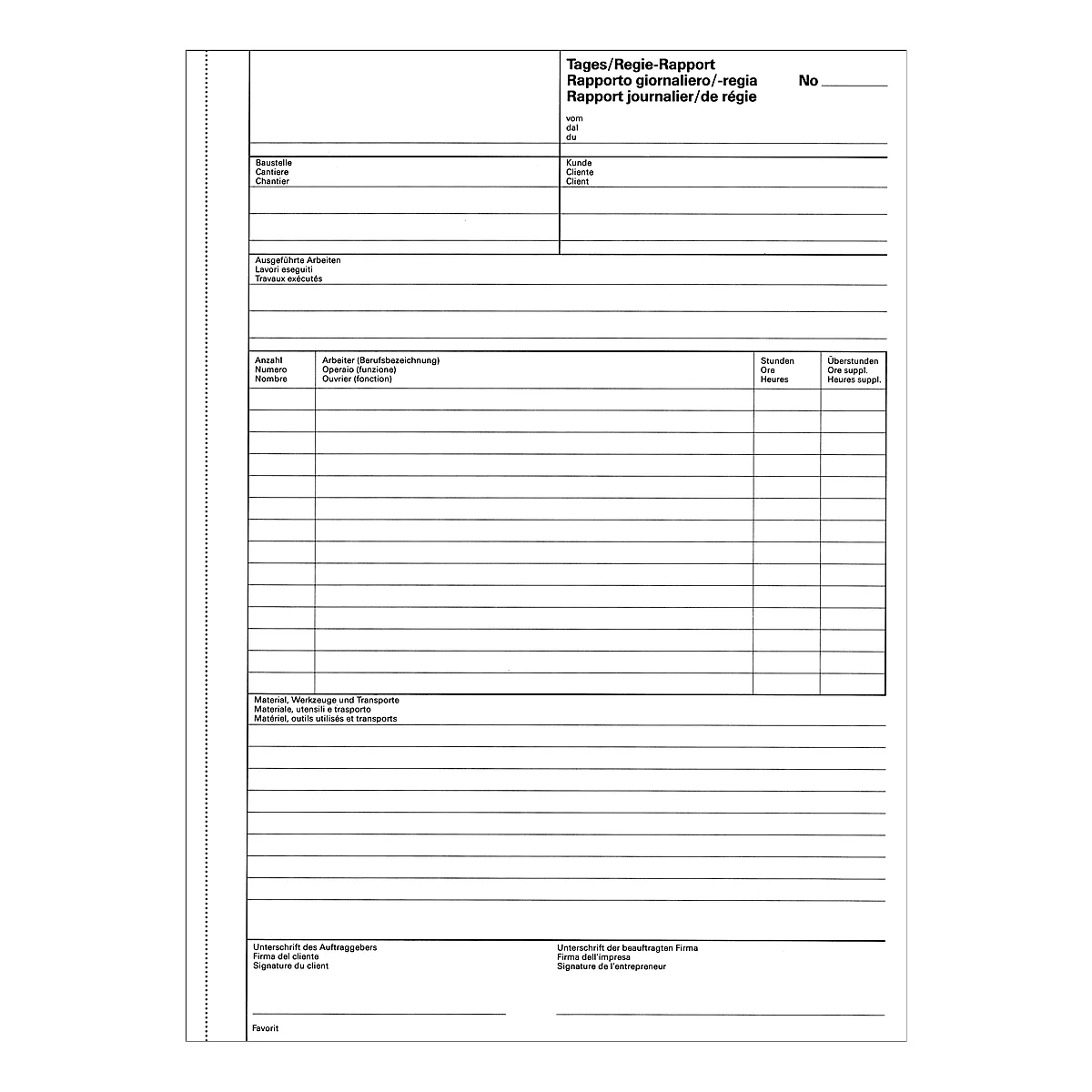 Favorit Tages-/Regie-Rapporte, 50 x 2 Blatt, A4