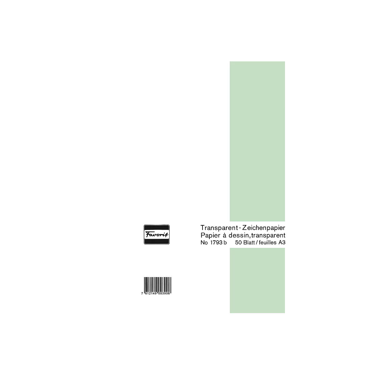 Favorit Transparent-Zeichenpapierblock, A3 quer, 50 Blatt