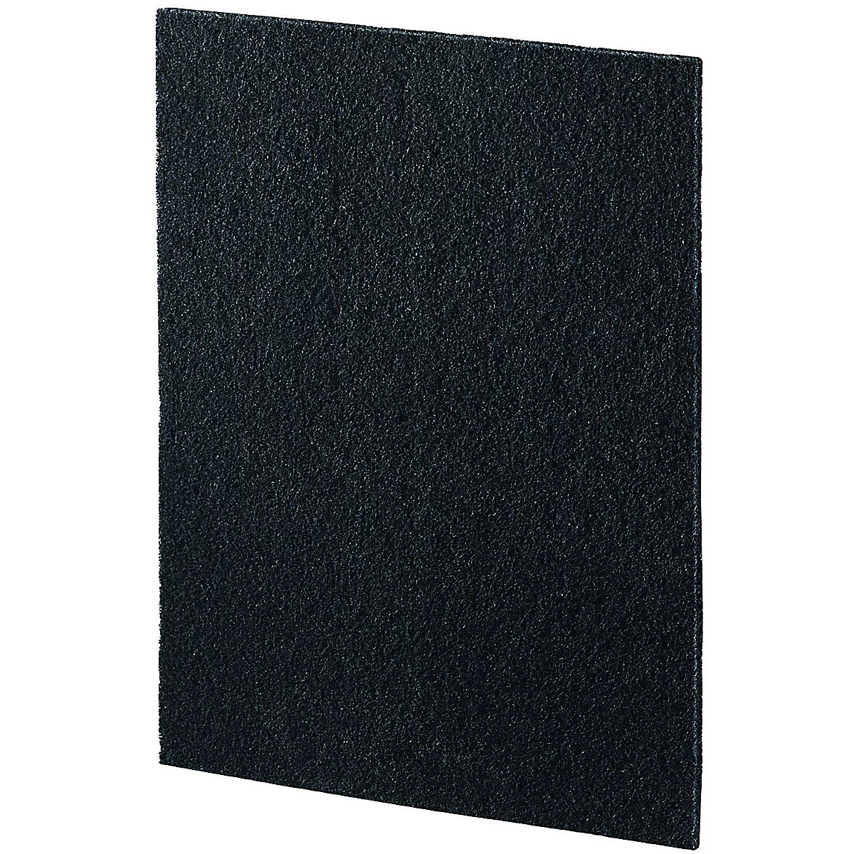Filtre noir rectangulaire texturé, légèrement incliné.