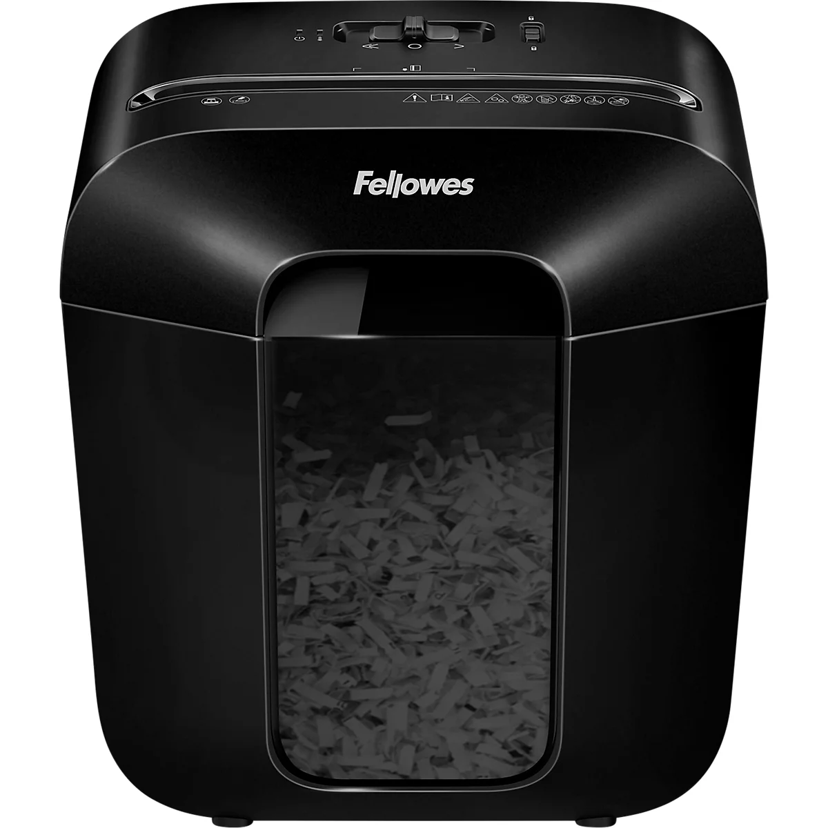 Fellowes Aktenvernichter Powershred® LX25, Partikelschnitt 4 x 37 mm, P-4, 11,5 l, 6 Blatt Schnittleistung, schwarz