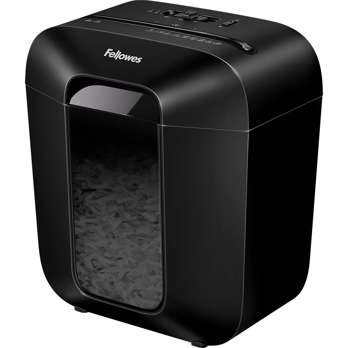 Fellowes Aktenvernichter Powershred® LX25, Partikelschnitt 4 x 37 mm, P-4, 11,5 l, 6 Blatt Schnittleistung, schwarz