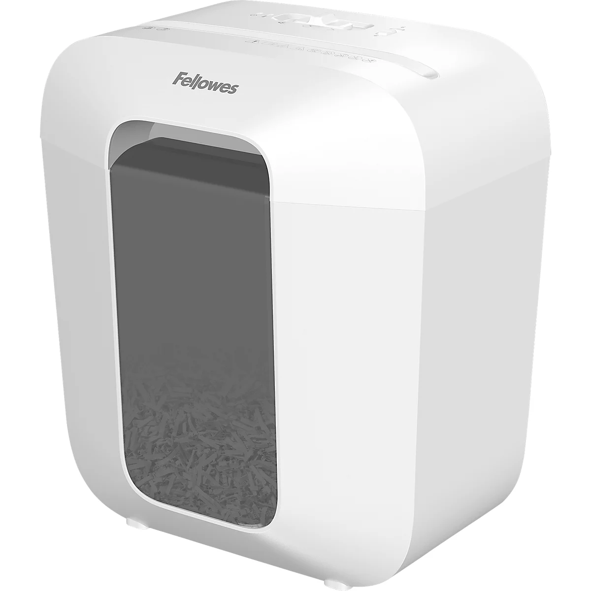 Fellowes Aktenvernichter Powershred® LX25, Partikelschnitt 4 x 37 mm, P-4, 11,5 l, 6 Blatt Schnittleistung, weiß