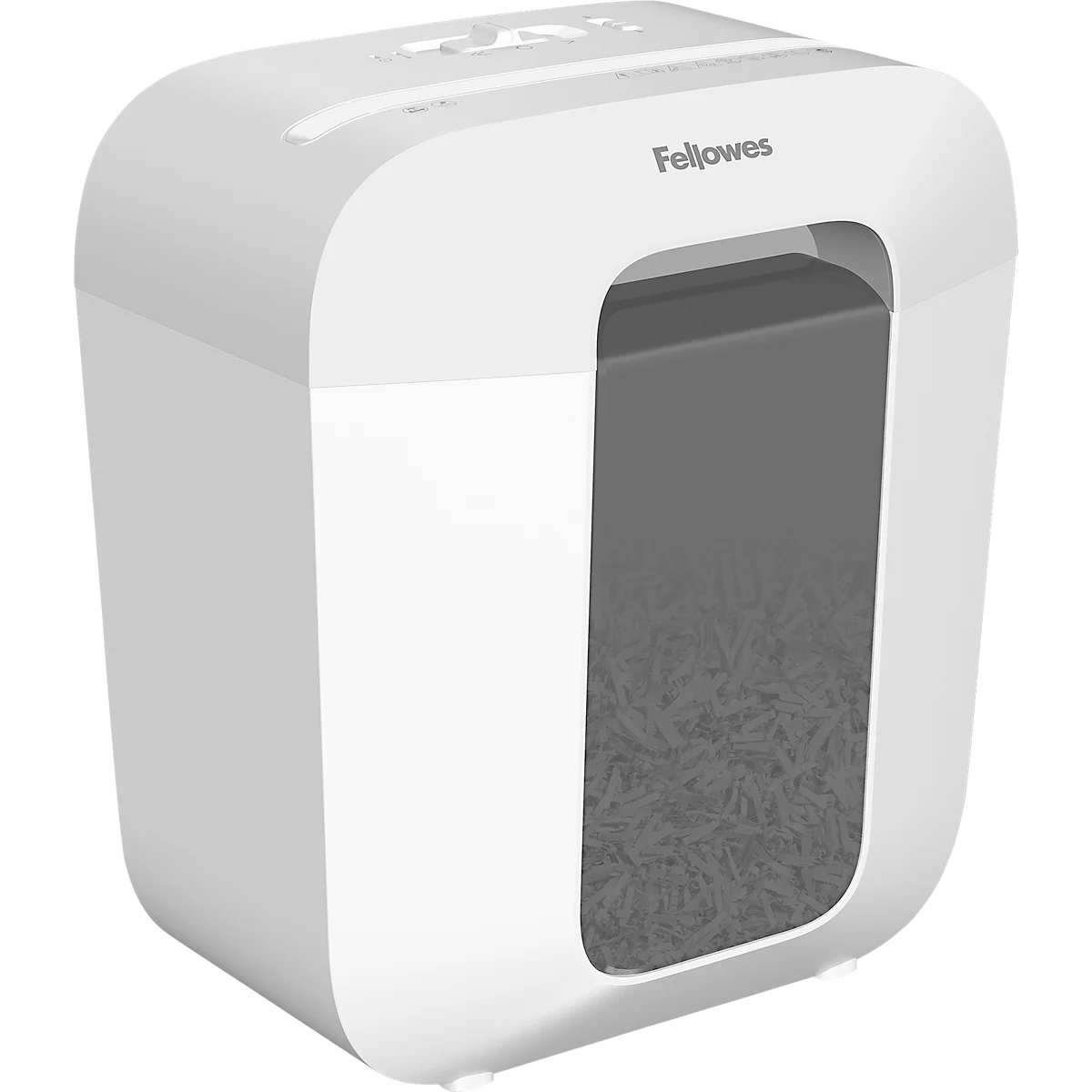 Fellowes Aktenvernichter Powershred® LX25, Partikelschnitt 4 x 37 mm, P-4, 11,5 l, 6 Blatt Schnittleistung, weiß