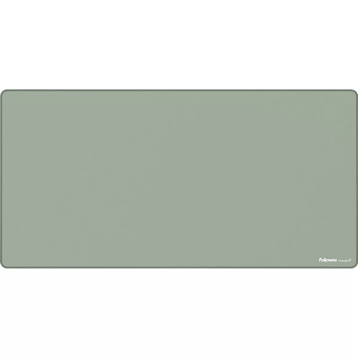 Rectangular green desk pad with rounded corners, brand logo in the lower right corner.