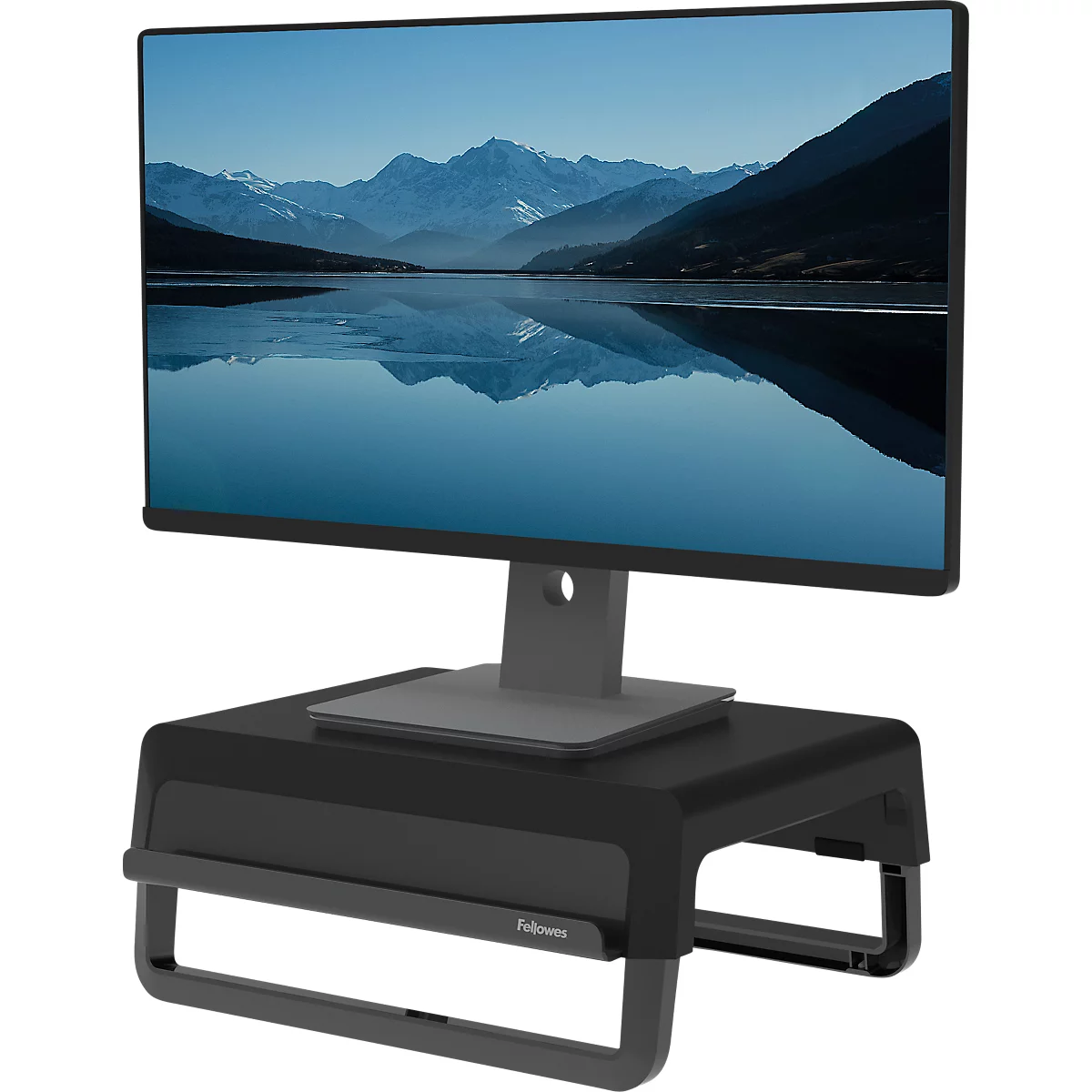 Fellowes Breyta™ Support d'écran, réglable en hauteur sur 3 niveaux, L 354 x P 304 x H 82-151 mm, 100% plastique recyclé, noir