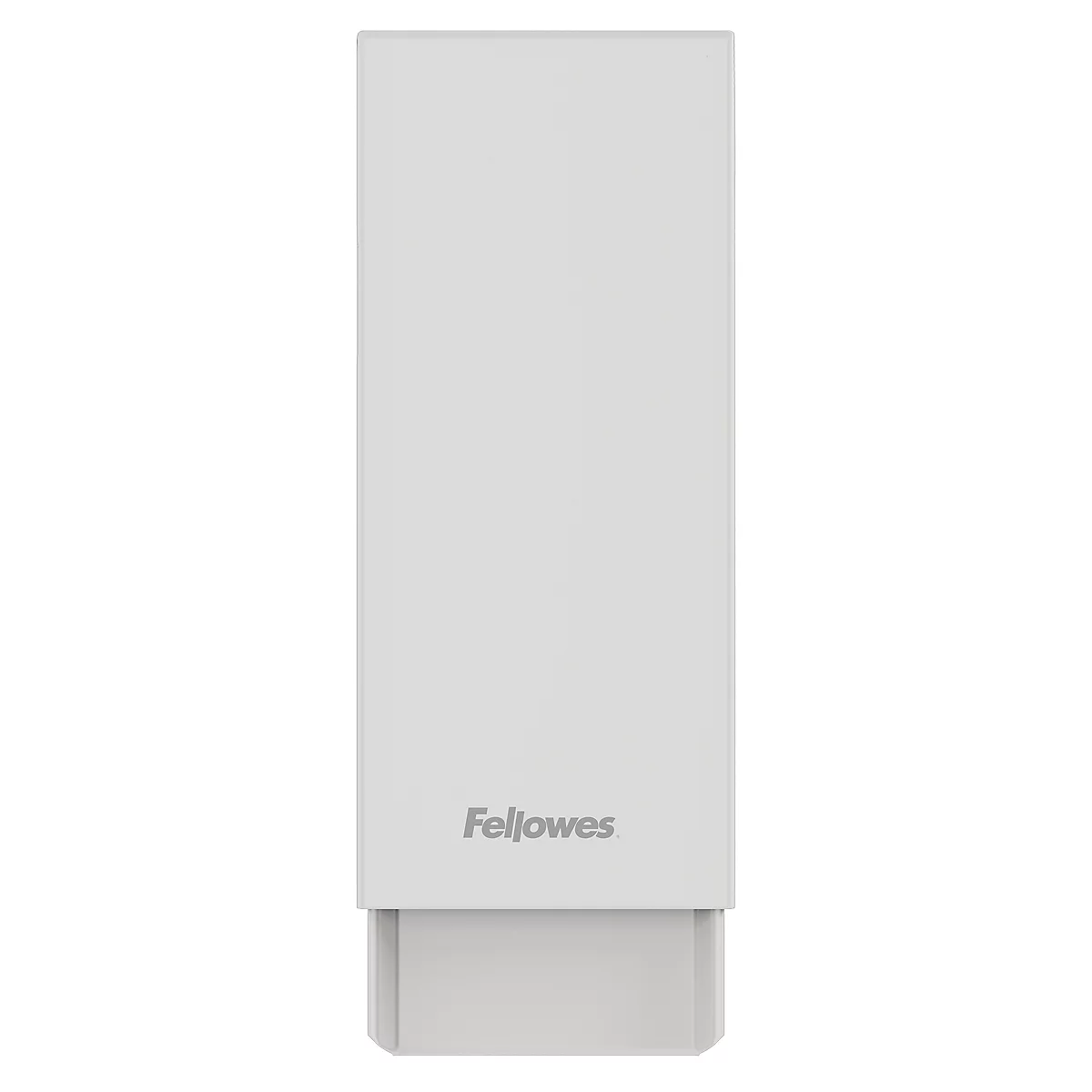 Weißes Regal mit grauen Ablagen und einem Haken zum Einhängen.