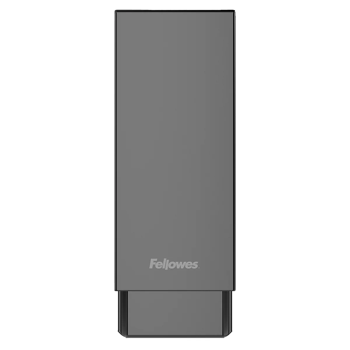 In hoogte verstelbaar bureau met monitor, toetsenbord, muis en voetensteun. Het tafelblad is licht, de poten donkergrijs.