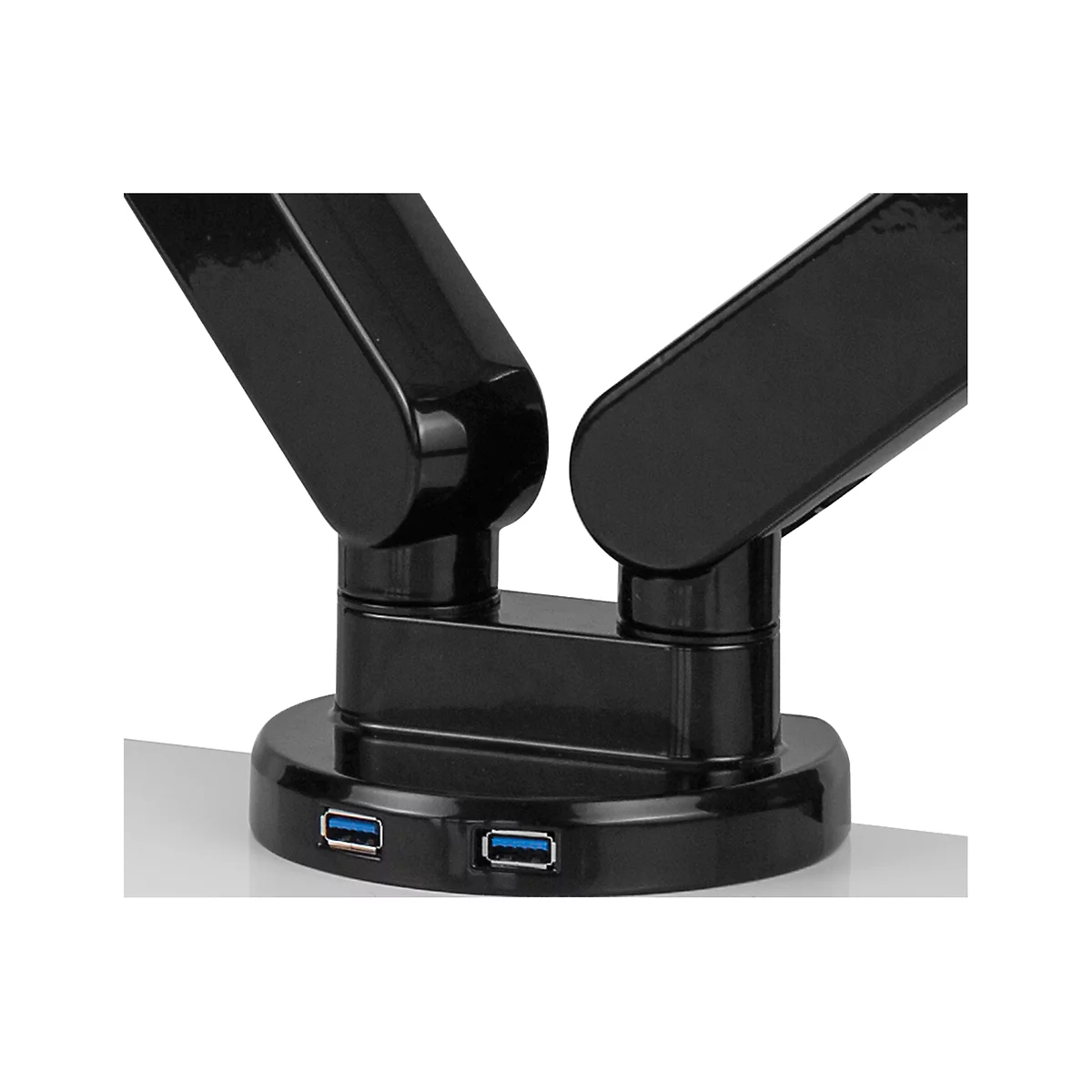 Fellowes Dual Monitor Arm Platinum - voor 2 schermen tot 32″ &amp; tot 8 kg - 2 USB-poorten - kabelbeheer - zwart