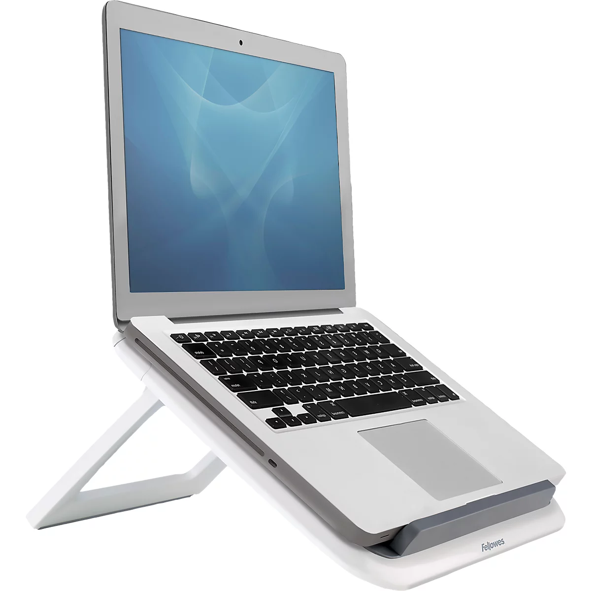 Fellowes I-Spire™ Quick Lift laptopstandaard, voor laptops tot 17″ en tot 4,5 kg, 7-staps handmatige hoogte- en hoekverstelling, opvouwbaar, wit.