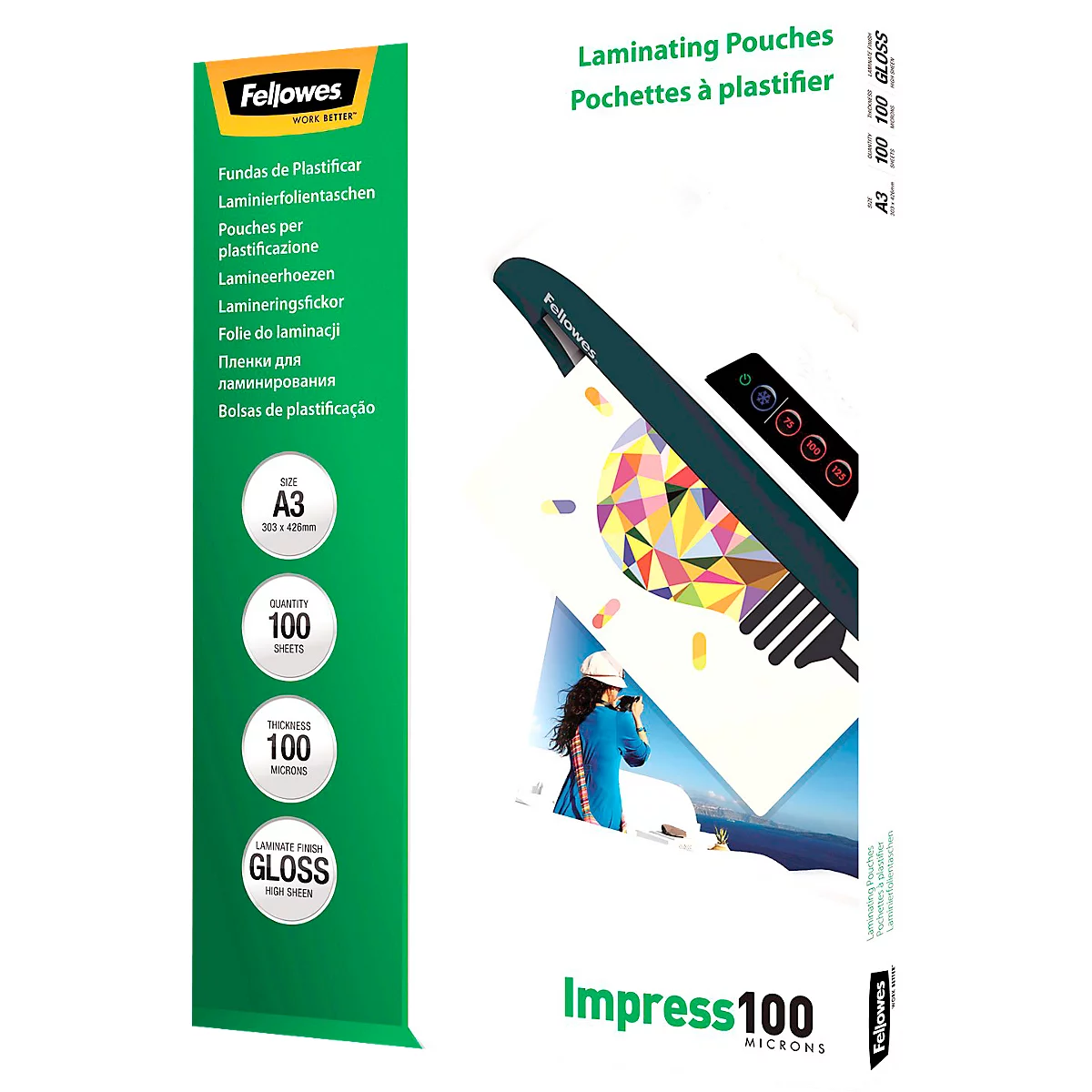FELLOWES lamineerfolie, A3, 100 µm, 100 stuks