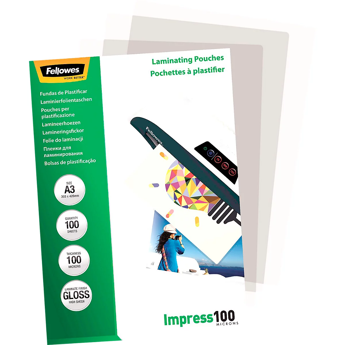 FELLOWES lamineerfolie, A3, 100 µm, 100 stuks
