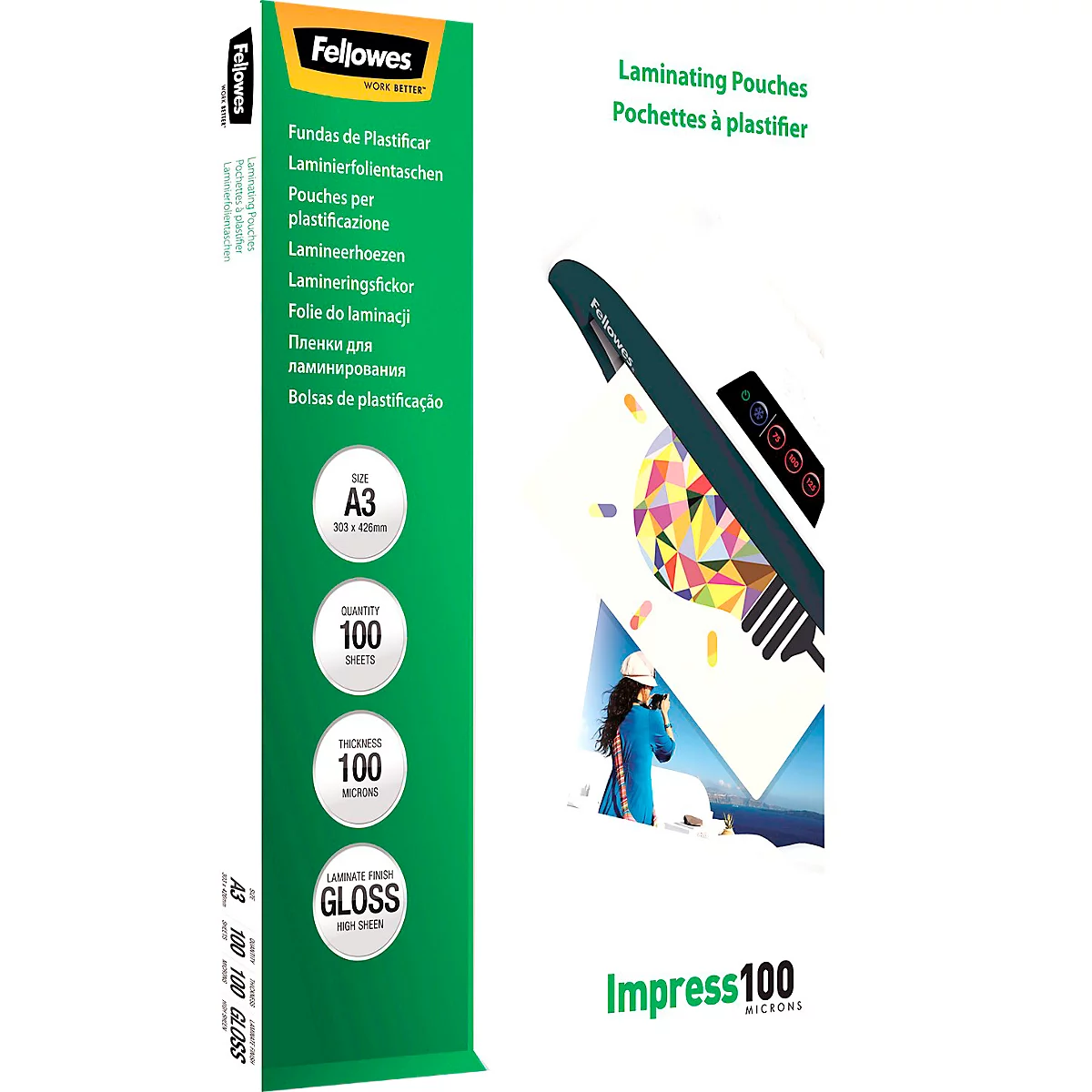 FELLOWES lamineerfolie, A3, 100 µm, 100 stuks