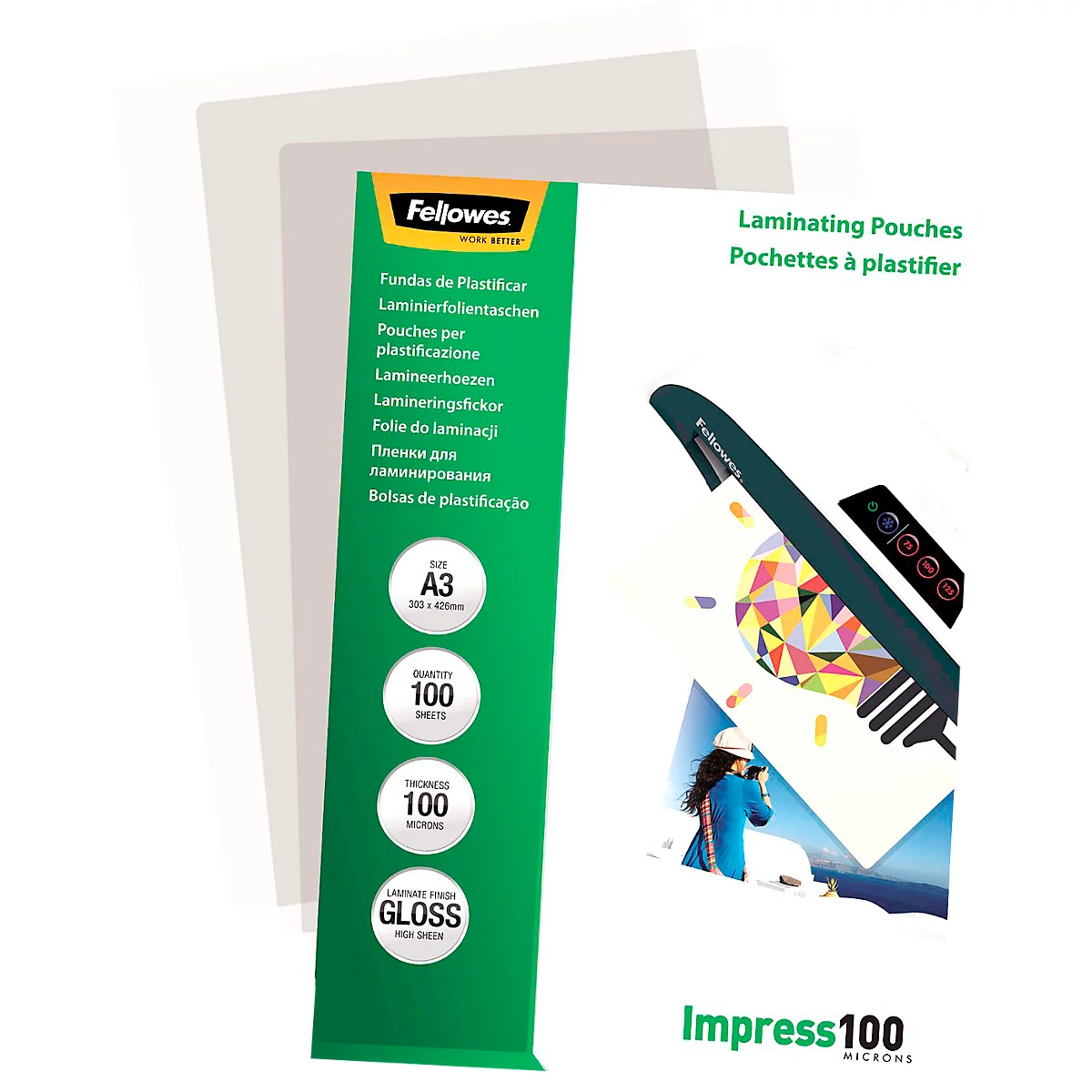 FELLOWES lamineerfolie, A3, 100 µm, 100 stuks