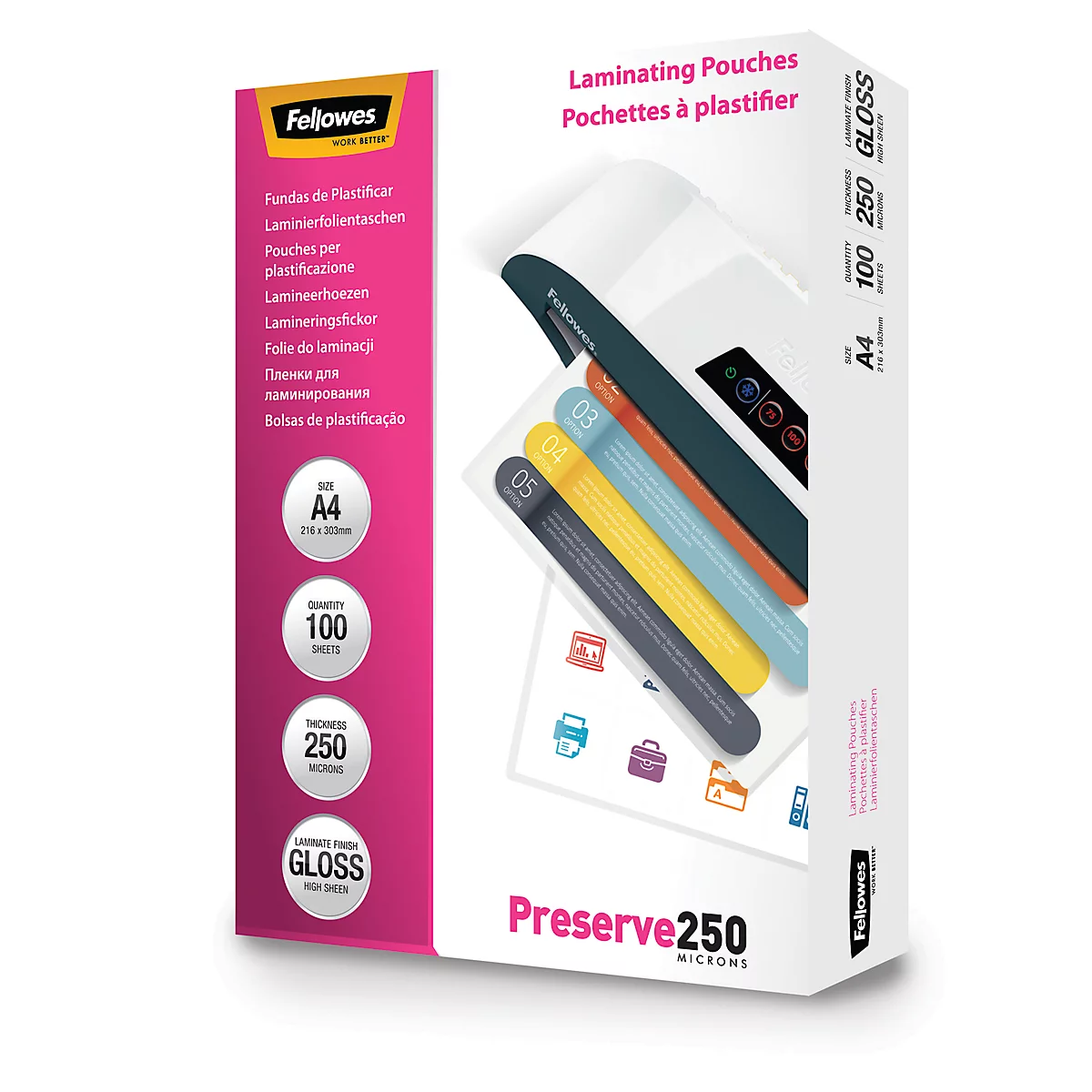 FELLOWES lamineerfolie, A4, 250 μm, 100 stuks