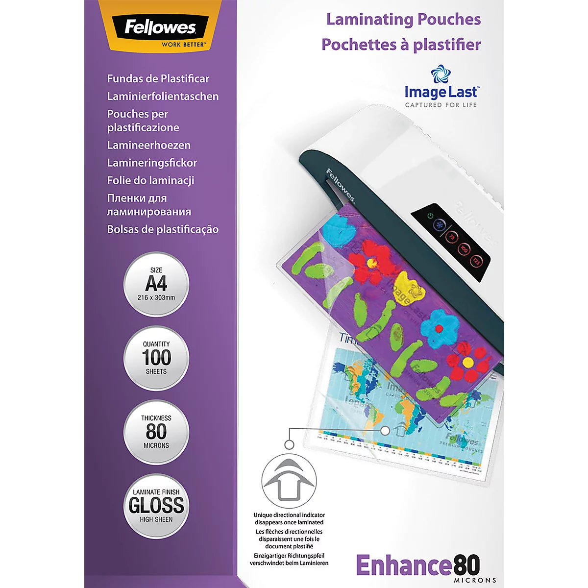 FELLOWES lamineerfolie, A4, 80 µm, 100 stuks