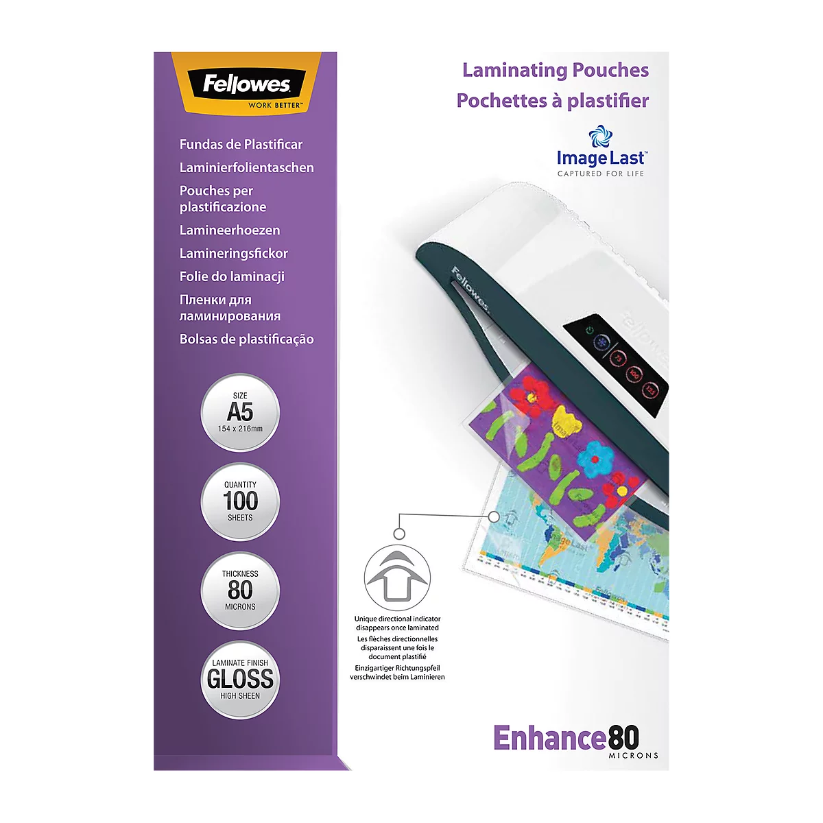 FELLOWES lamineerfolie, A5, 80 mic, 100 stuks