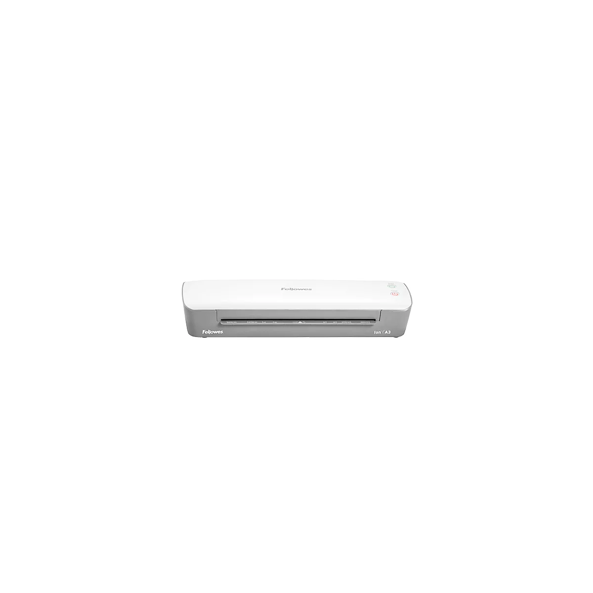 Fellowes® Laminiergerät ION A4, für Folienstärke 80-125 μ, 300 mm/min, mit Starter Kit für 10 x A4 Laminationen, silber-weiß
