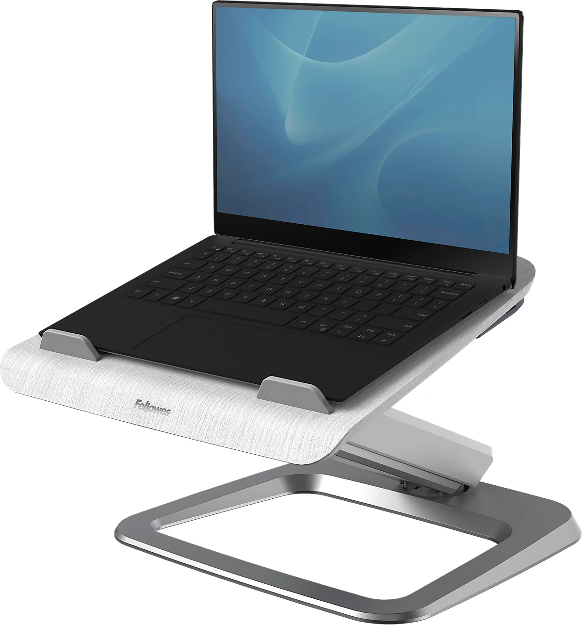 Fellowes Laptopstandaard Hana™, tot 17 inch en 4,5 kg, in hoek en hoogte verstelbaar, 90° draaibaar, USB-poorten, wit