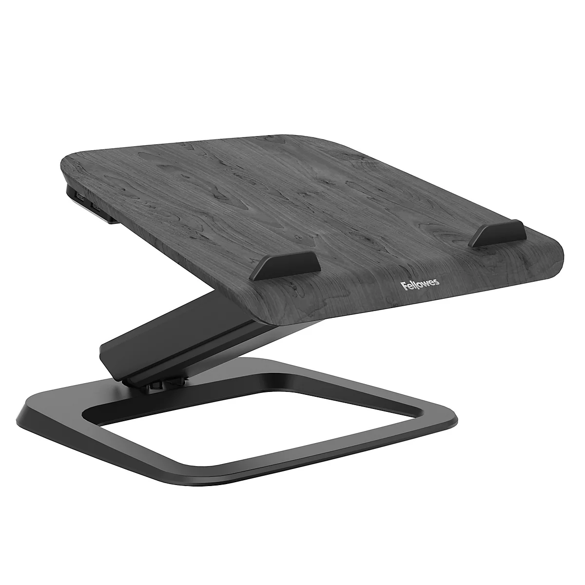 Fellowes Laptopstandaard Hana™, tot 17 inch en 4,5 kg, in hoek en hoogte verstelbaar, 90° draaibaar, USB-poorten, zwart
