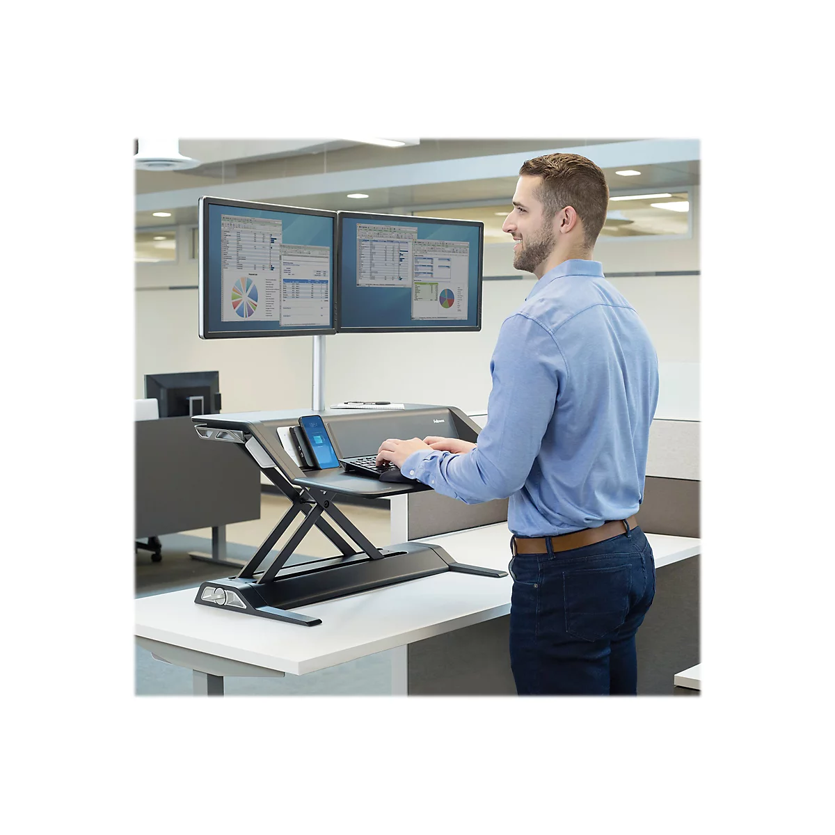 Fellowes Lotus Dual Monitor Arm Kit - Befestigungskit - einstellbarer Arm - für 2 LCD-Displays - Metall, Aluminium - Silber