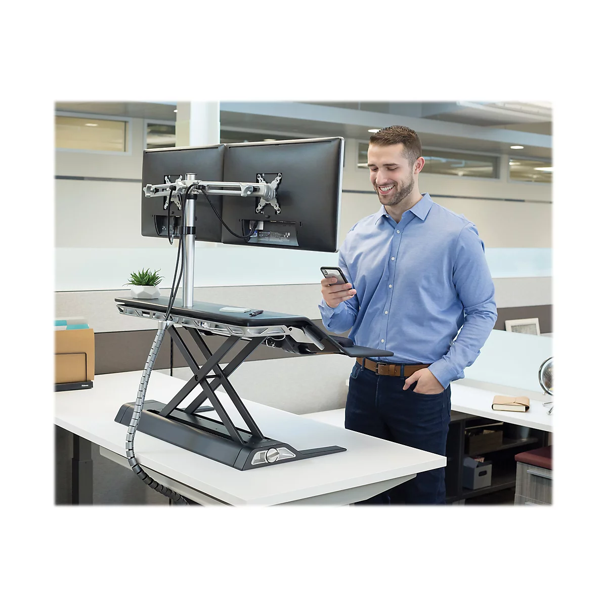 Fellowes Lotus Dual Monitor Arm Kit - Befestigungskit - einstellbarer Arm - für 2 LCD-Displays - Metall, Aluminium - Silber