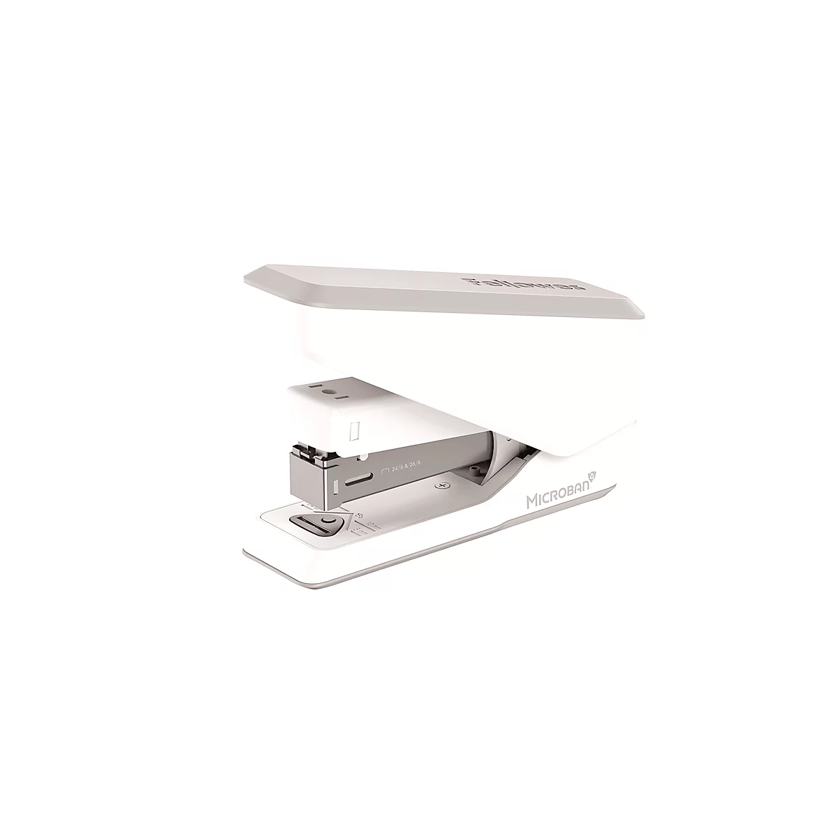 Fellowes LX840™ nietmachine, halve strip, tot 25 vel, 24/6 of 26/6 nietjes, Microban® antibacteriële technologie, wit