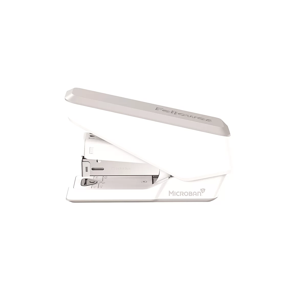 Fellowes LX840™ nietmachine, halve strip, tot 25 vel, 24/6 of 26/6 nietjes, Microban® antibacteriële technologie, wit