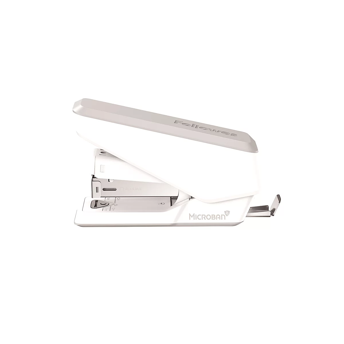 Fellowes LX840™ nietmachine, halve strip, tot 25 vel, 24/6 of 26/6 nietjes, Microban® antibacteriële technologie, wit