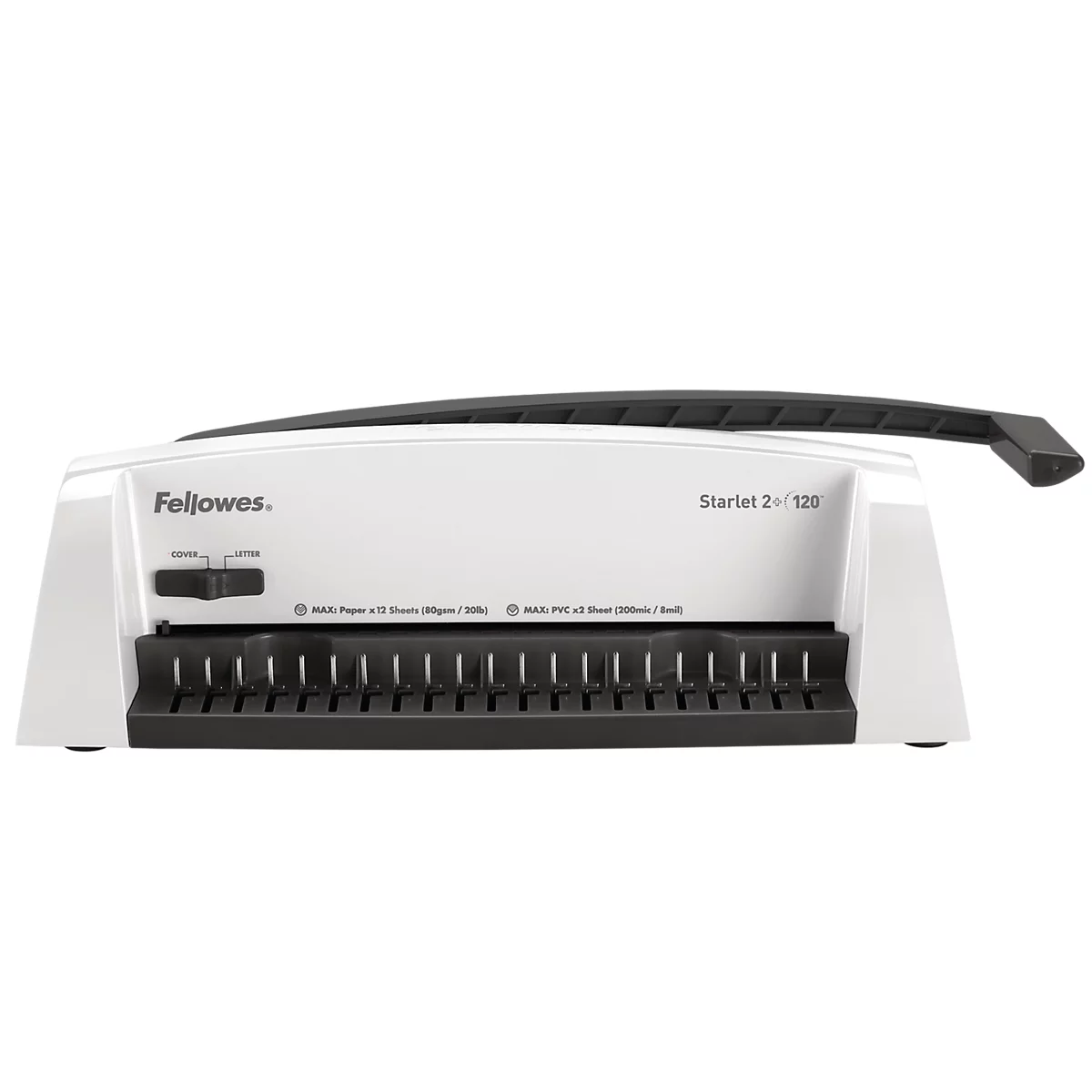 Fellowes plastic-inbindmachine Starlet 2+, stansvermogen 12 vel, inbindcapaciteit 120 vel