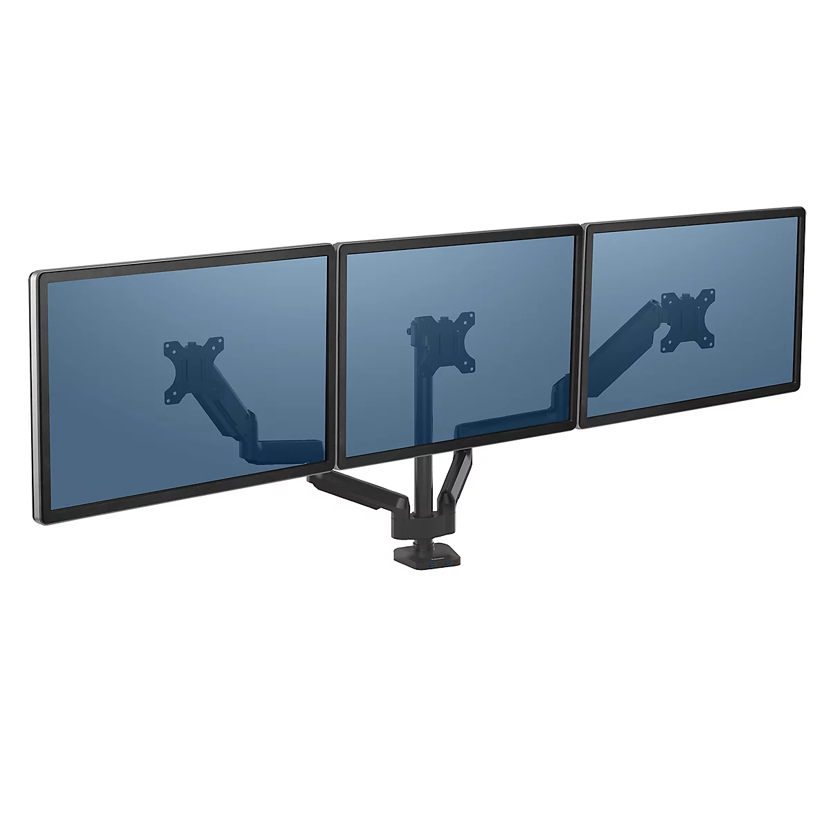 Fellowes Platinum driedubbele monitorarm, tot 27" breedte, VESA, roteren/zwenken/kantelen, in hoogte & diepte verstelbaar, zwart