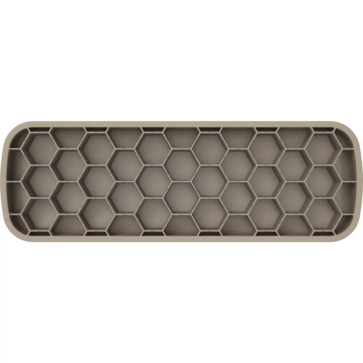 Structure en nid d'abeille rectangulaire beige avec coins arrondis.