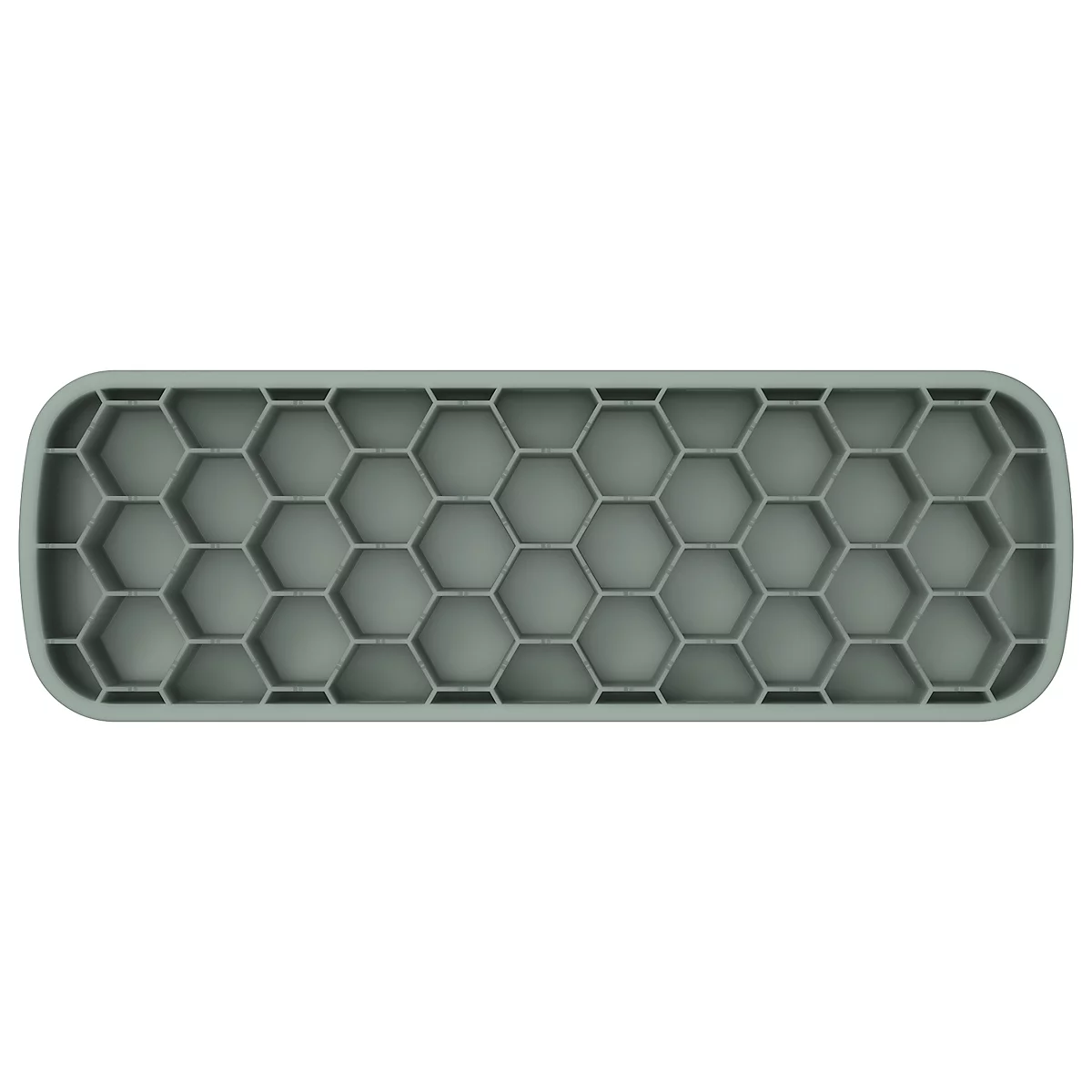 Repose-poignet de clavier vert clair, forme arrondie, avec logo de la marque.