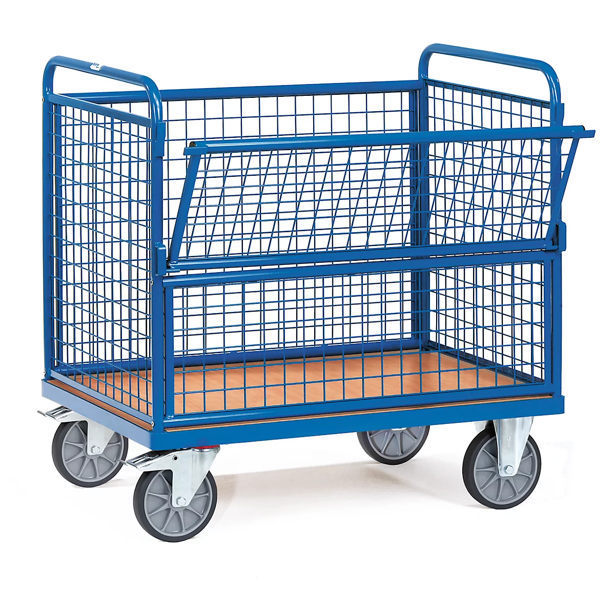 fetra Draadboxwagen, staal, blauw, zonder deksel, L 1000 x B 700 x H 700 mm, tot 600 kg