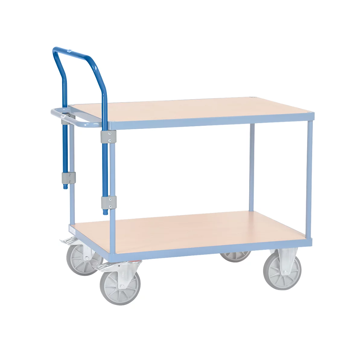 fetra Duwbeugel voor zware tafelwagen, staal, blauw, B 705 mm, aanschroefbaar, in hoogte verstelbaar
