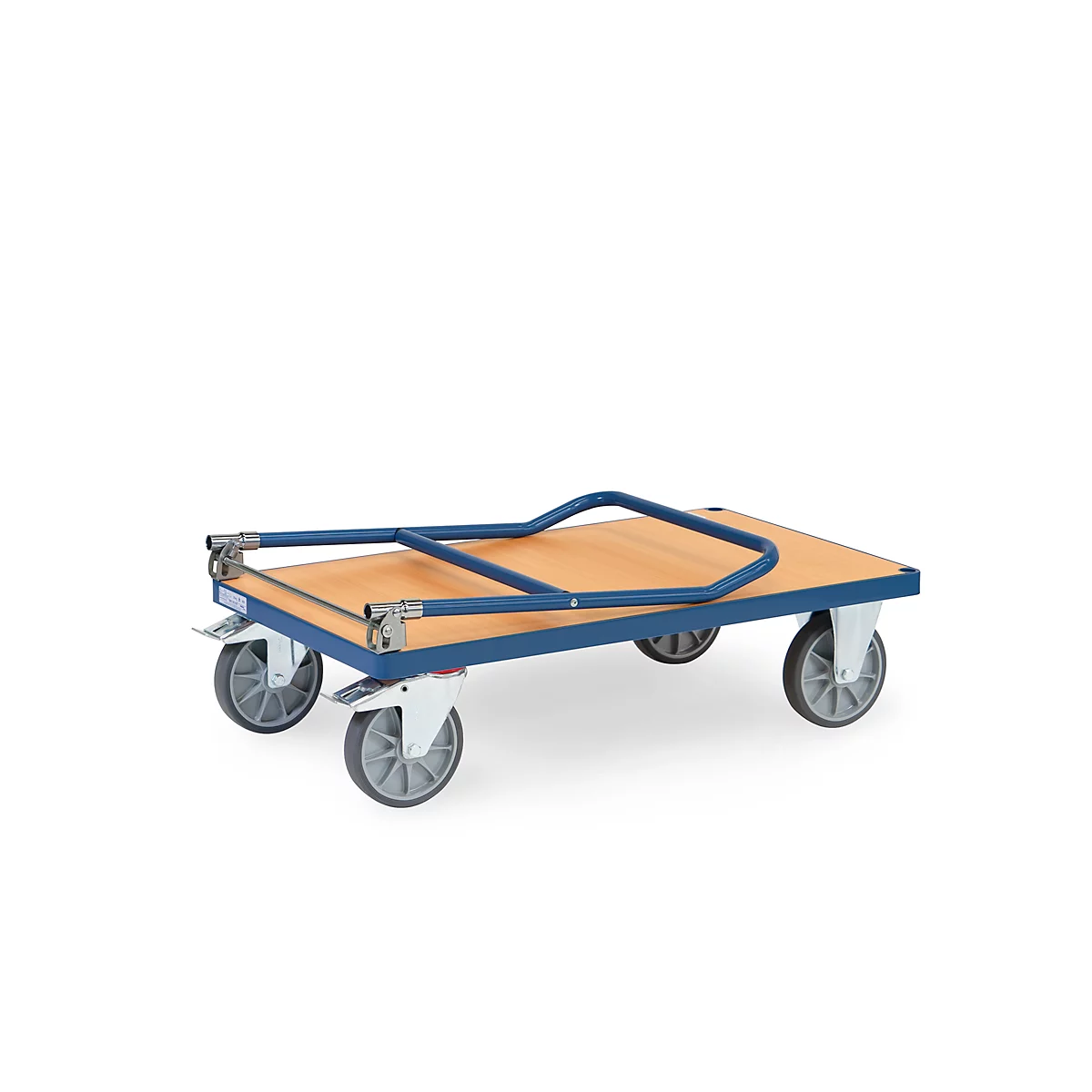 fetra® Klappwagen, Ladefläche Holzwerkstoff, je 2 Lenk- & Bockrollen, 1000 x 600 mm
